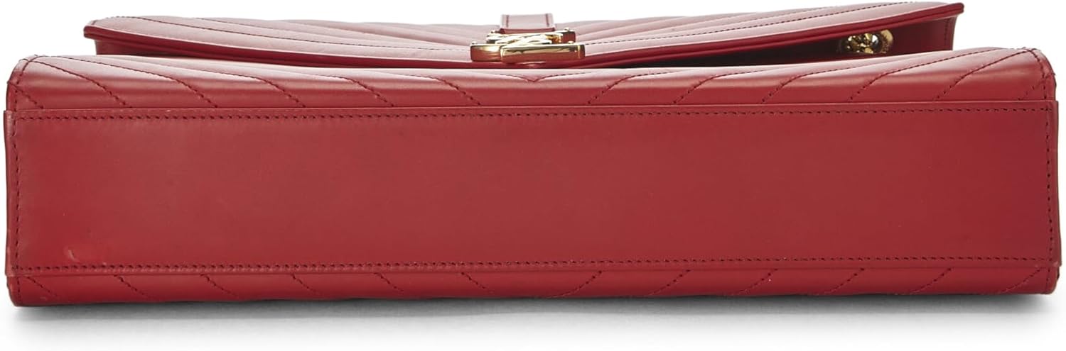 Pre-Loved Red Calfskin Envelope Shoulder Bag Large, Red