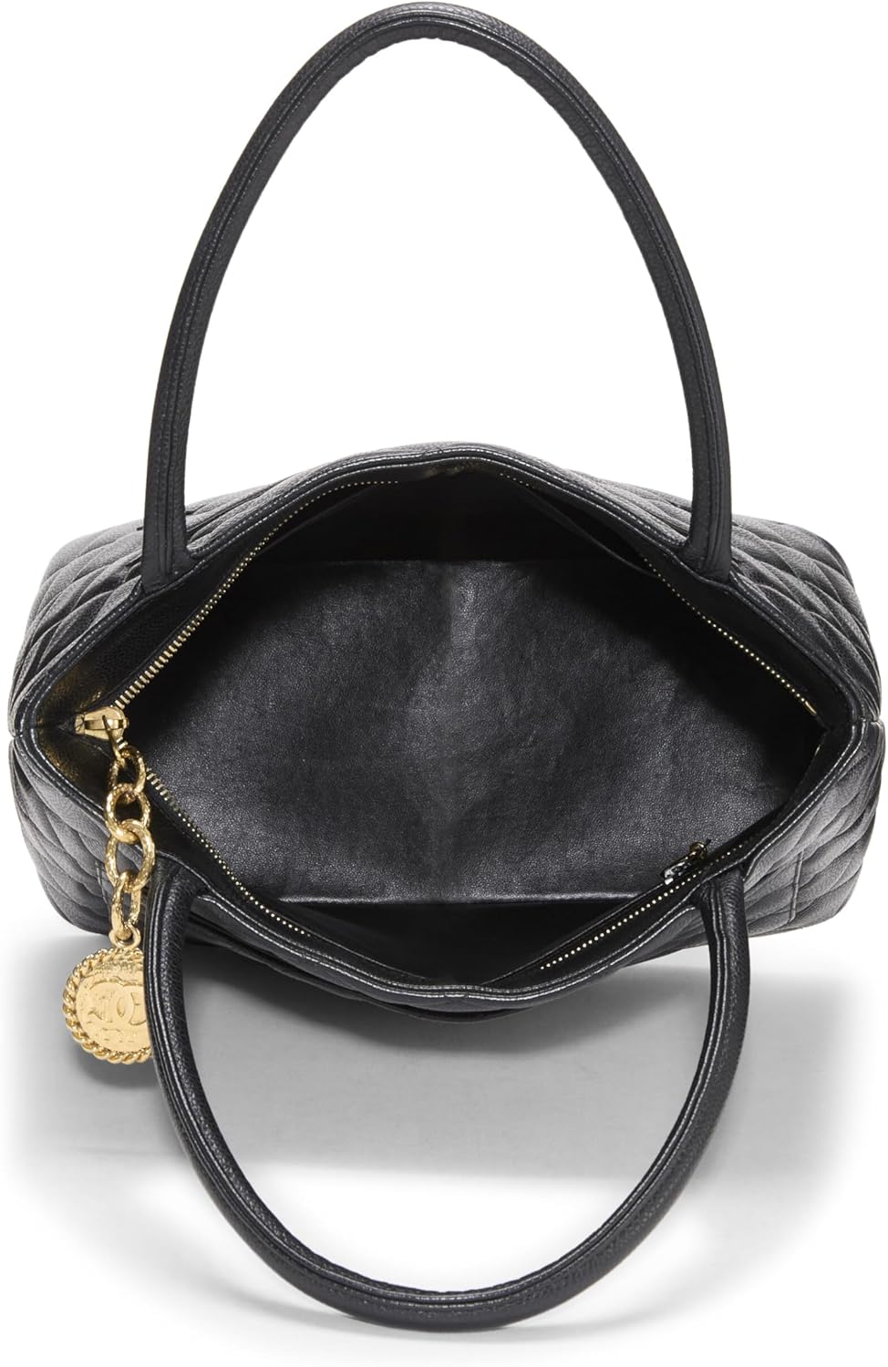 Pre-Loved Black Quilted Caviar Medallion Tote, Black