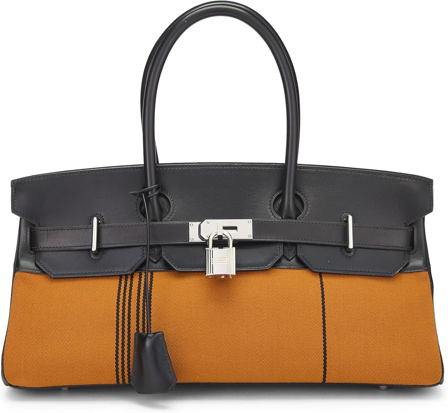 Hermès, Pre-Loved Black & Orange Box Leather Shoulder Birkin 42, Black