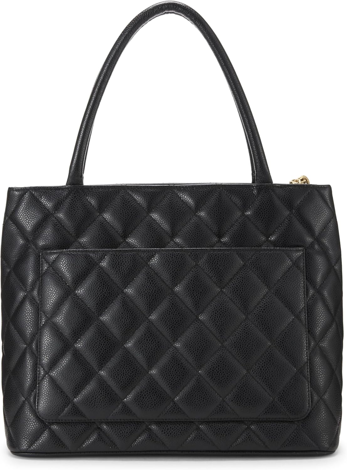 Pre-Loved Black Quilted Caviar Medallion Tote, Black