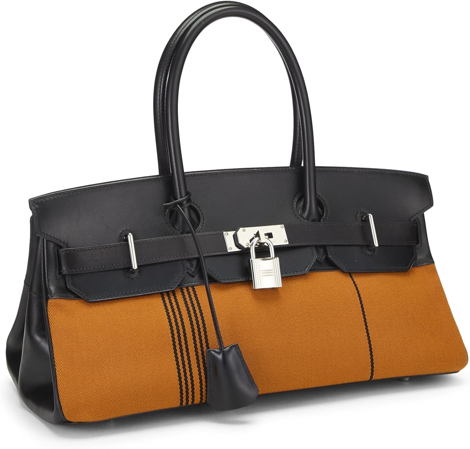 Hermès, Pre-Loved Black & Orange Box Leather Shoulder Birkin 42, Black