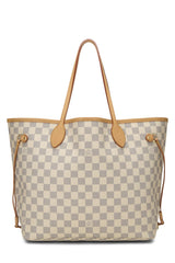 Pre-Loved Damier Azur Neverfull MM, White