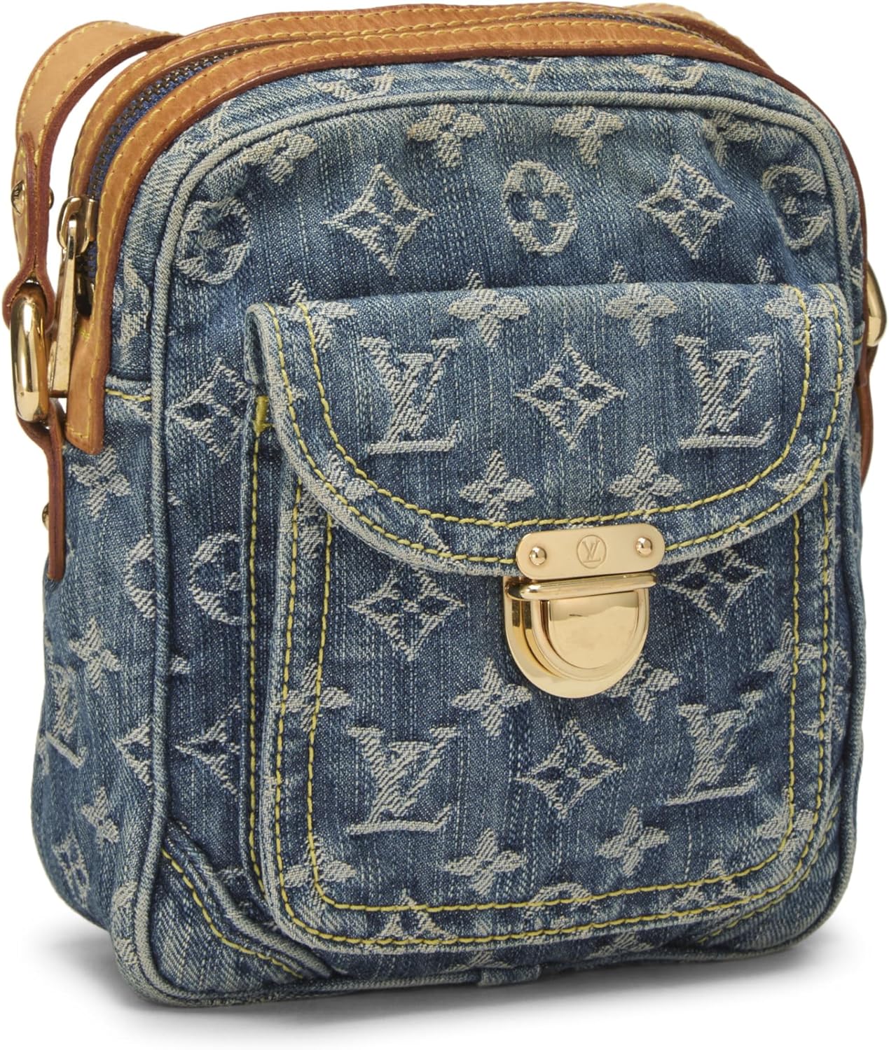 Pre-Loved Blue Monogram Denim Camera Bag, Blue