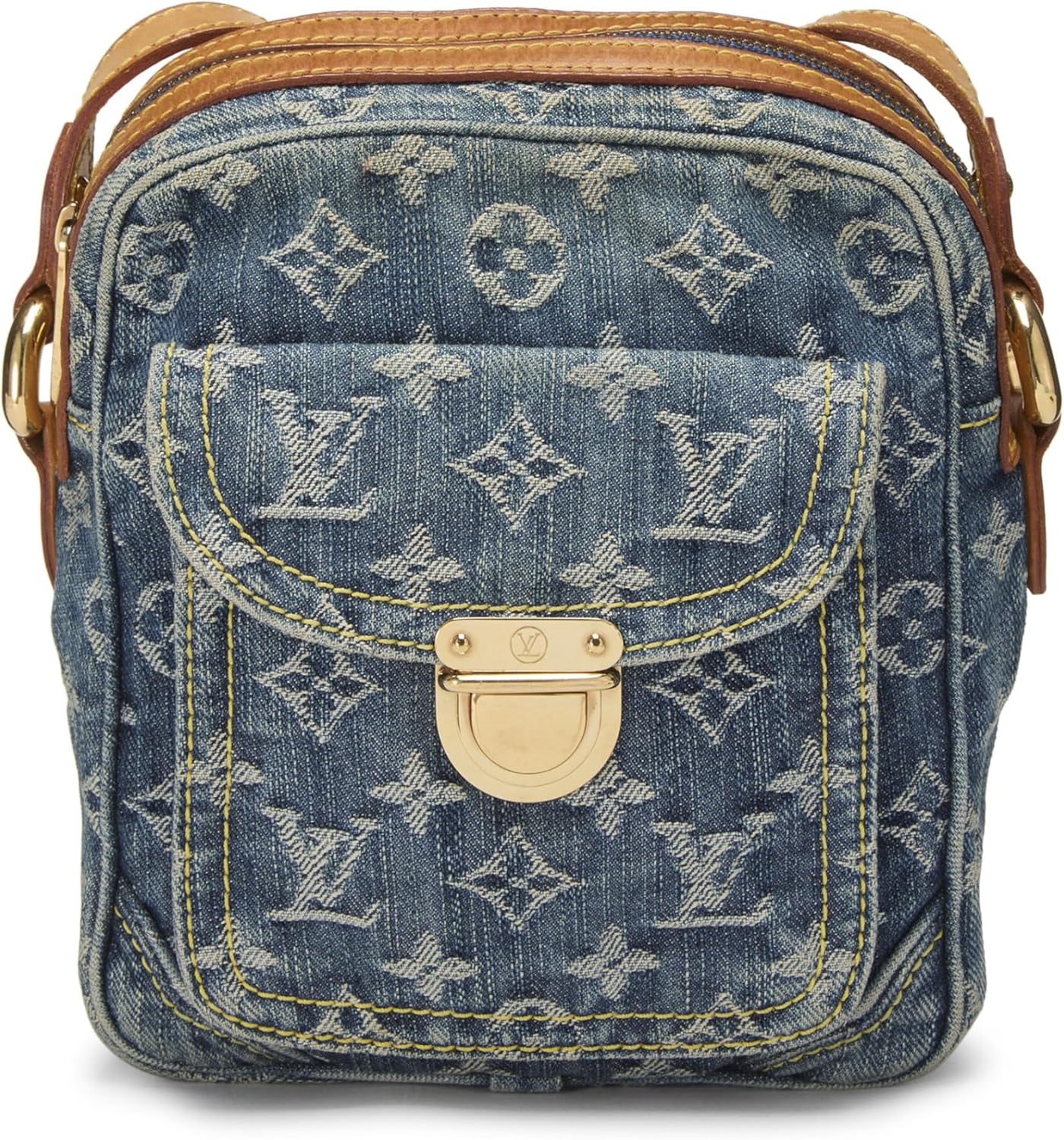 Pre-Loved Blue Monogram Denim Camera Bag, Blue